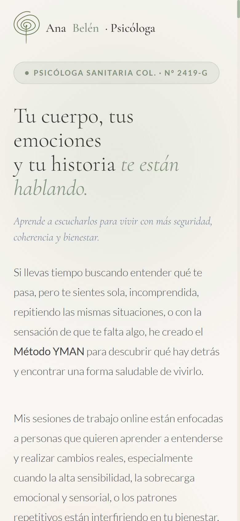 Portada de la web en el móvil